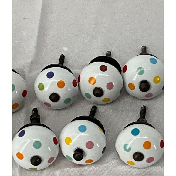 Set Of 16 Multicolor Polka Dot Ceramic Drawer Knobs - Picture 3 of 6